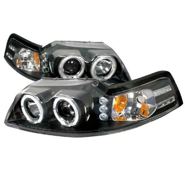 Overtime Halo LED Projector Headlight for 99 to 04 Ford Mustang, Black - 10 x 21 x 26 in. OV126225